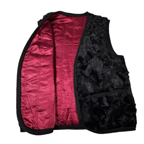 Vintage 70 Black Real Sheep Fur Vest SZ M Swakara Karalul Boho Whimsigoth Folk - Picture 9 of 14